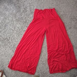 By Johnny Vibrant Red Wide-Leg Goucho Pants
